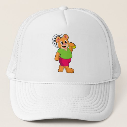 Bear at Tennis with Tennis racket Trucker Hat