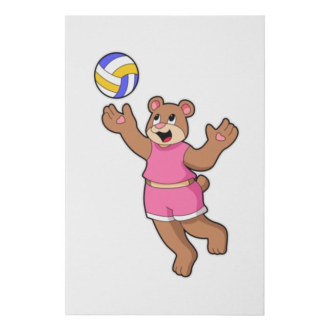Bear at Volleyball Sports Faux Canvas Print (Front)