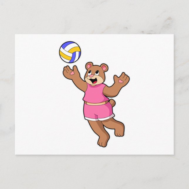 Bear at Volleyball Sports Postcard (Front)