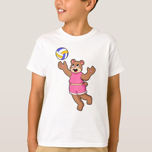 Bear at Volleyball Sports T-Shirt (Front)