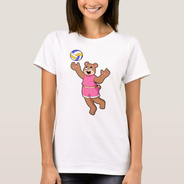 Bear at Volleyball Sports T-Shirt (Front)