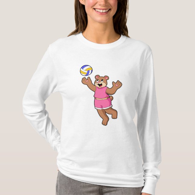 Bear at Volleyball Sports T-Shirt (Front)