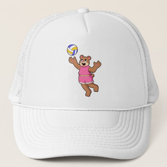 Bear at Volleyball Sports Trucker Hat (Front)