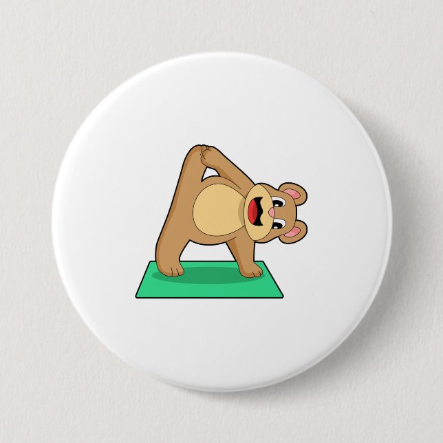 Bear at Yoga Fitness Button (Front)