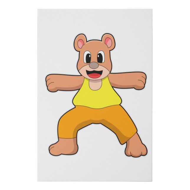 Bear at Yoga in Standing Faux Canvas Print (Front)