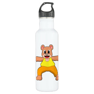 Bear at Yoga in Standing Stainless Steel Water Bottle