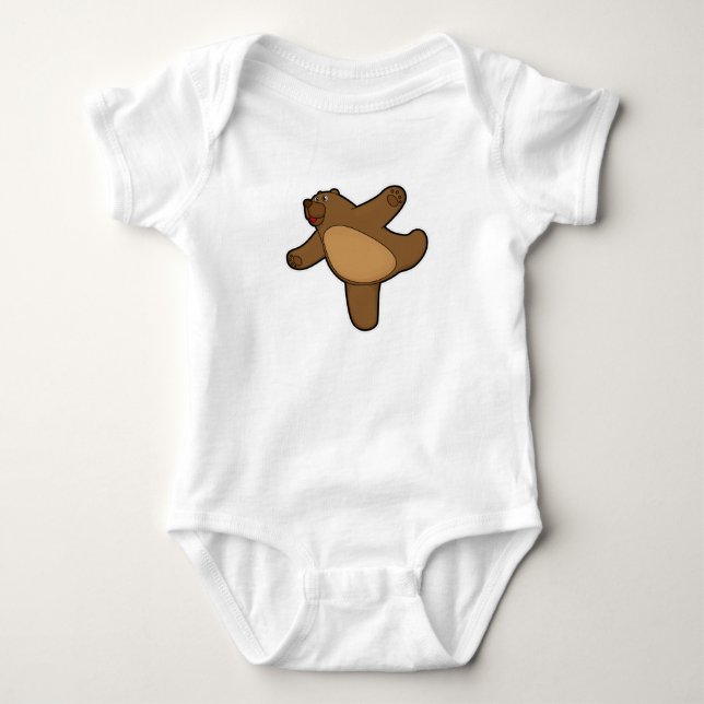 Bear at Yoga Stretching exercise Baby Bodysuit (Front)