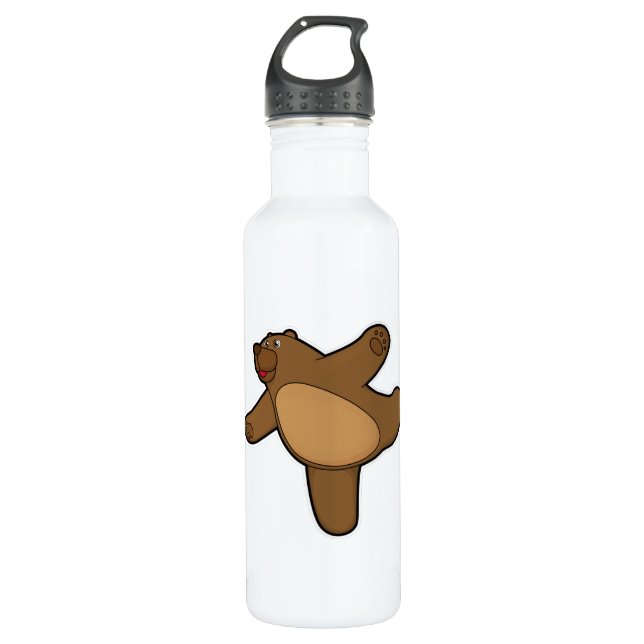 Bear at Yoga Stretching exercise Stainless Steel Water Bottle (Front)