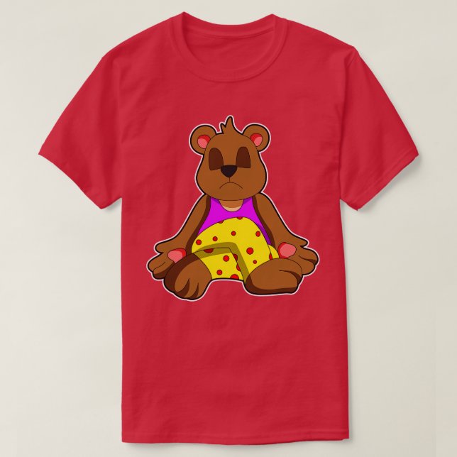 Bear at Yoga with Legs crossed T-Shirt (Design Front)