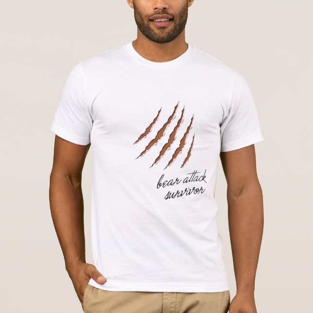Bear Attack Survivor Scraches dark skin T-Shirt (Front)