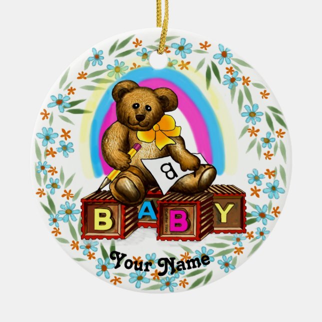 Bear baby Blocks  Ornament (Front)
