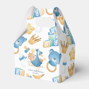 Bear Baby Boy Pastel Personalized Baby Shower Favor Boxes