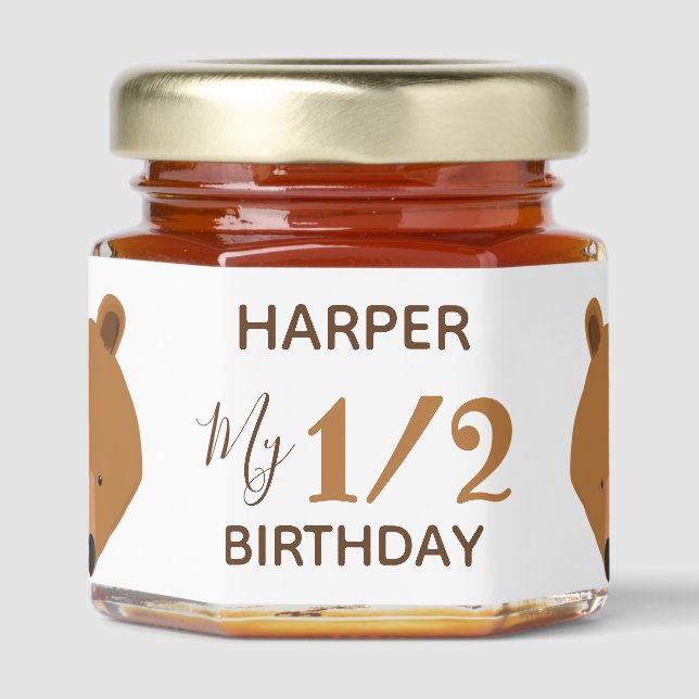 Bear Baby Half Birthday Honey Jar Favors (Front)