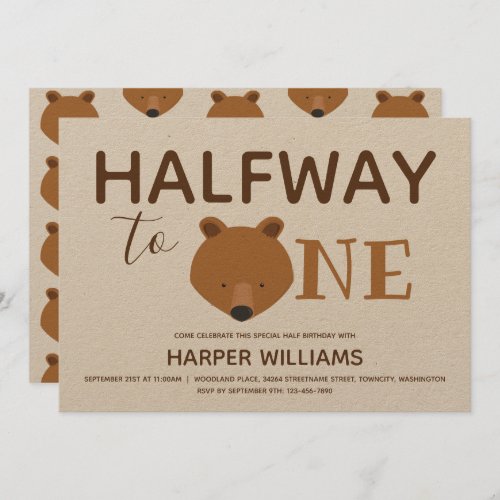 Bear Baby Half Birthday Invitation