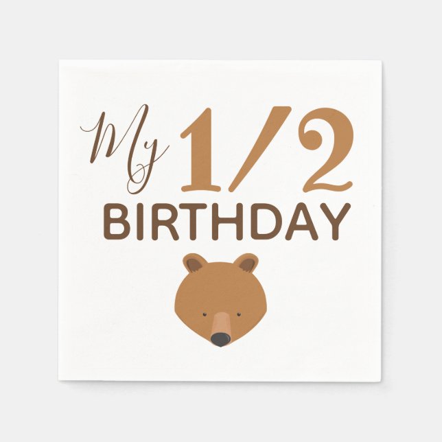 Bear Baby Half Birthday Napkins (Front)