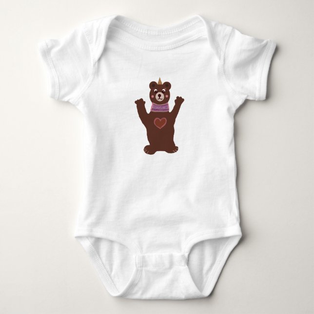 Bear Baby Jersey Bodysuit, White Baby Bodysuit (Front)
