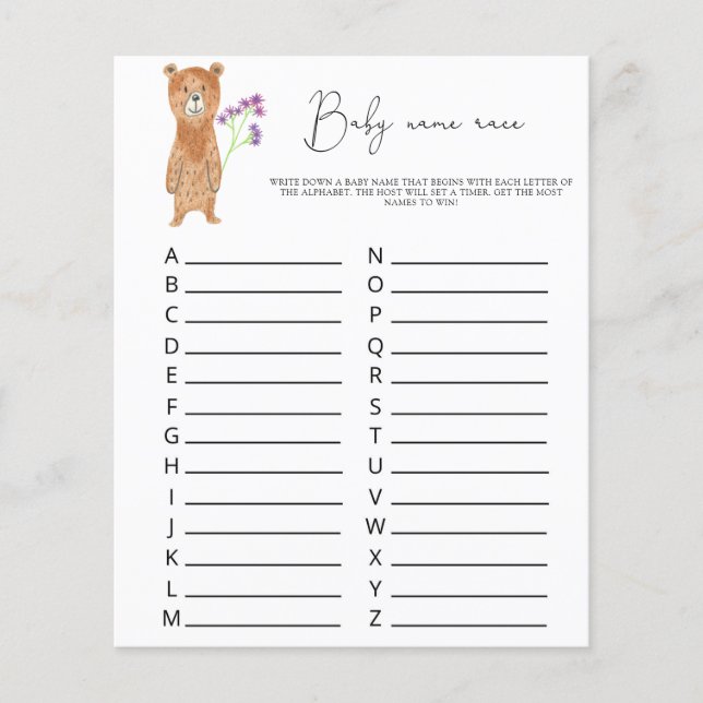 Bear - Baby name race game (Front)