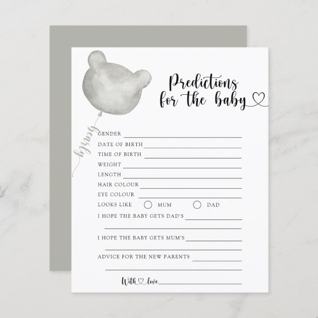 BEAR baby predictions and advice (Front/Back)