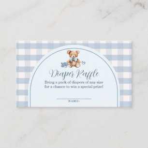 Bear Baby Shoes Gingham Baby Shower Diaper Raffle Enclosure Card