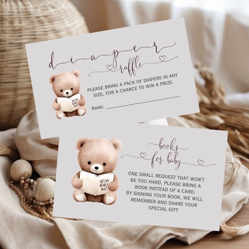 Bear baby shower book request enclosure card