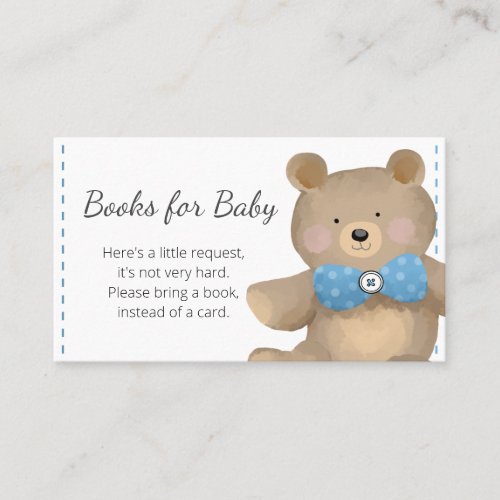 Bear Baby Shower Books for Baby Business Card