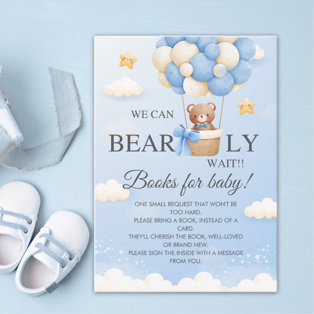 Bear Baby Shower Books for Baby Card | Boy Shower (Creator Uploaded)