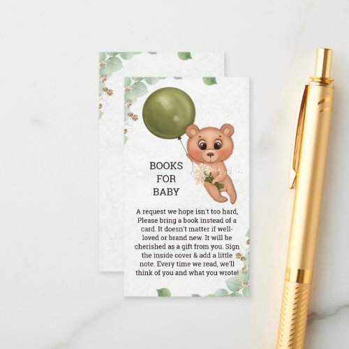 Bear Baby Shower Books For Baby Request Cards