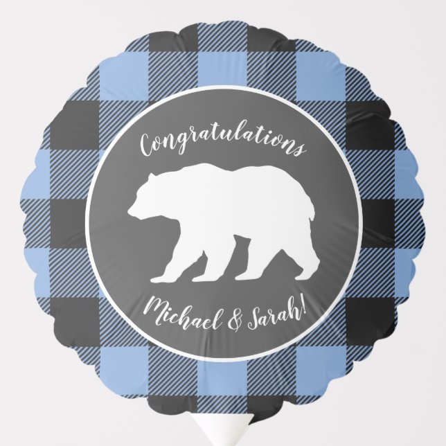 Bear Baby Shower Boy Blue Balloon (Front)