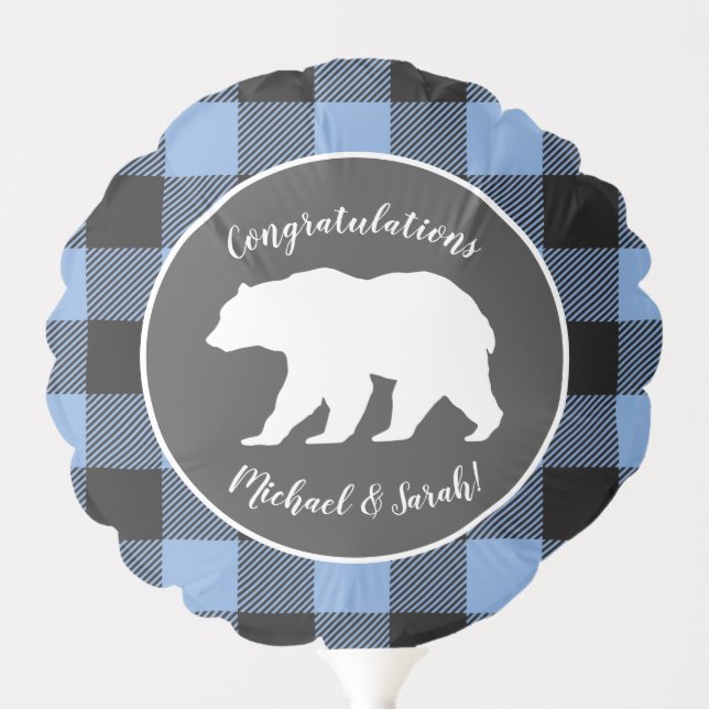 Bear Baby Shower Boy Blue Balloon (Front)