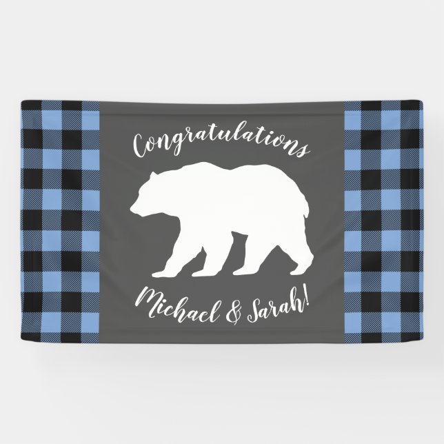 Bear Baby Shower Boy Blue Banner (Horizontal)