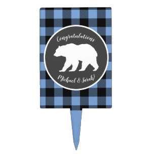 Bear Baby Shower Boy Blue Cake Topper