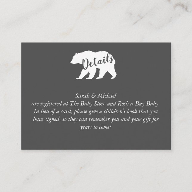 Bear Baby Shower Boy Blue Enclosure Card (Front)