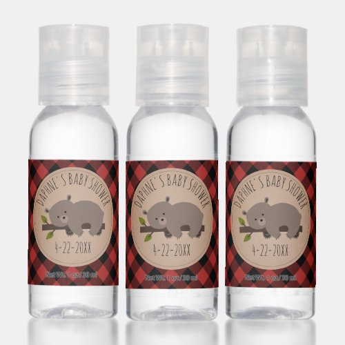 Bear Baby Shower Buffalo Lumberjack Plaid Hand Sanitizer