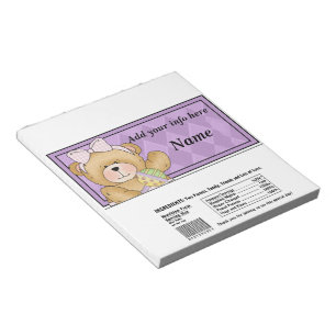 Bear Baby Shower Candy Bar Wrapper Party Favors Notepad