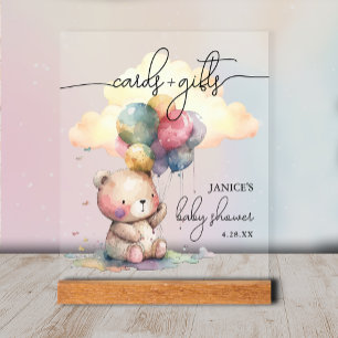 Bear Baby Shower Cards + Gifts Acrylic Sign