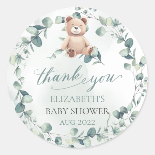 Bear Baby Shower Classic Round Sticker