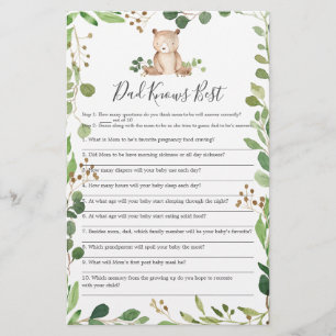Bear Baby Shower Dad Knows Best Game