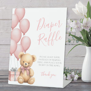 Bear Baby Shower Diaper Raffle Enclosure Card Pedestal Sign