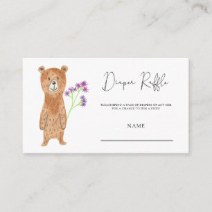 Bear baby shower diaper raffle ticket enclosure card