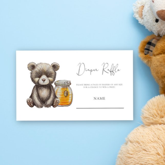 Bear baby shower diaper raffle ticket enclosure card (Creator Uploaded)