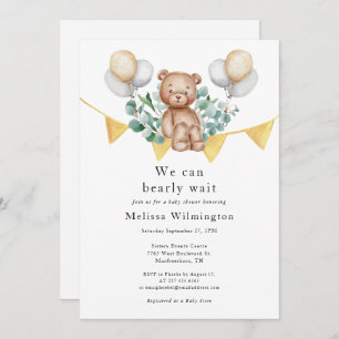 Bear Baby Shower Eucalyptus Woodland Animal Invitation