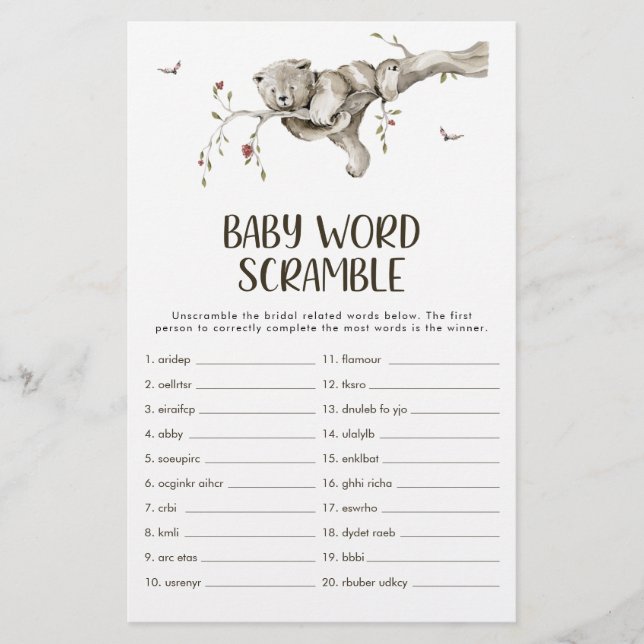 Bear Baby Shower Game (Front)