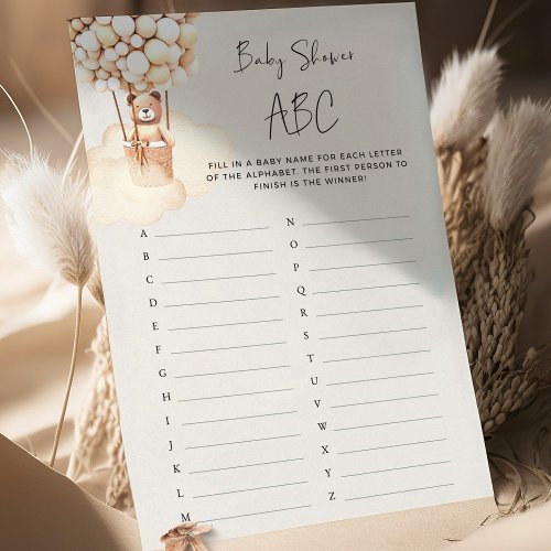 Bear Baby Shower Game ABC