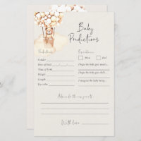 Bear Baby Shower Game Baby Predictions