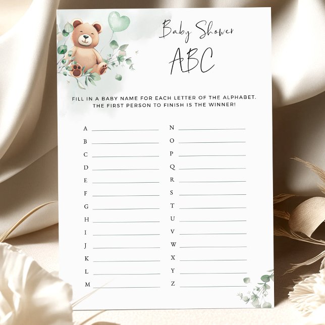 Bear Baby Shower Game - Baby Shower ABC (Creator Uploaded)