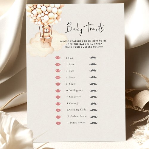 Bear Baby Shower Game Baby Traits