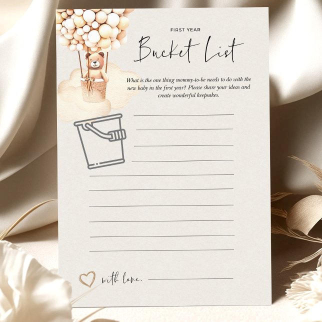 Bear Baby Shower Game Bucket List (Creator Uploaded)