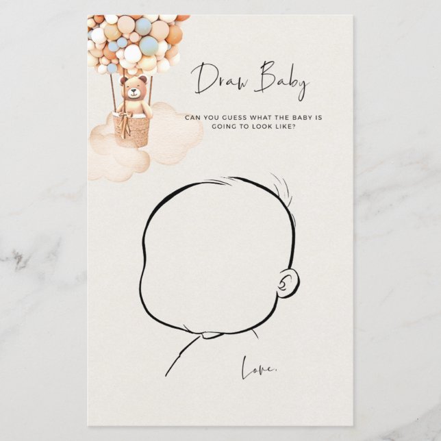 Bear Baby Shower Game - Draw Baby (Front)