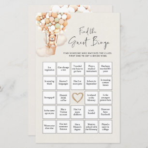 Bear Baby Shower Game - Find The Guest Bingo