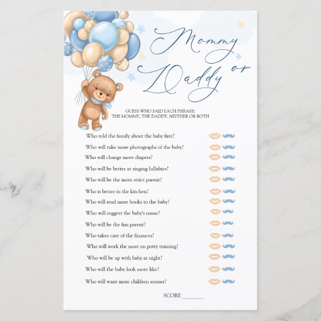 Teddy bear best sale baby shower games